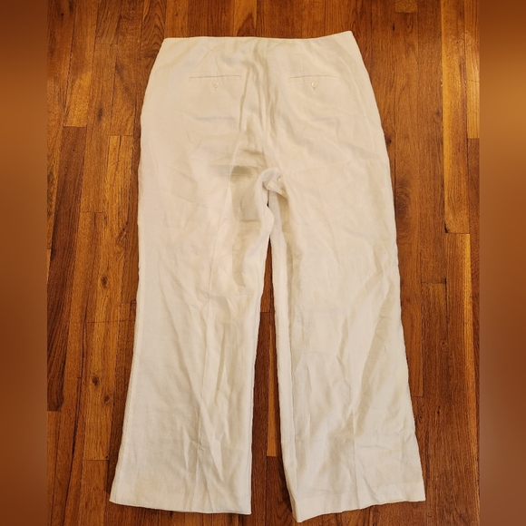 Talbots White Linen Sailor Trousers Fully Lined Wide Leg Size 16 Pristine Cond - Picture 3 of 11